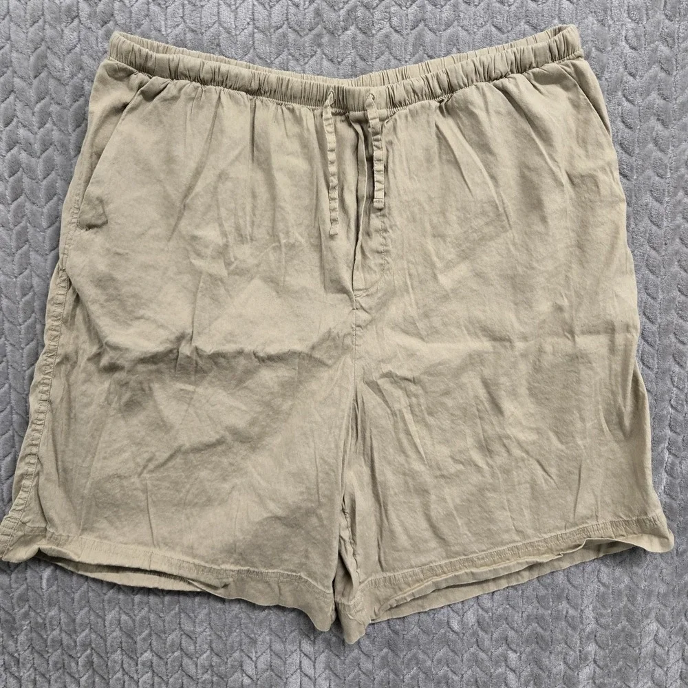 Athleta Paradise Bermuda Activewear Linen‎ Blend Khaki Flax Shorts Size Large